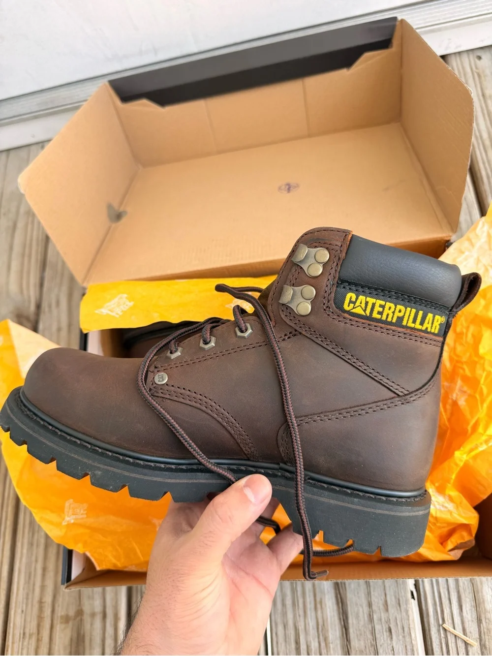 Caterpillar Brown and Black Lace-Up Work Boot